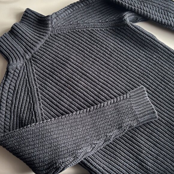 Lululemon Bring The Cozy Chunky Cotton Cable Knit Sweater, Black Turtleneck - Picture 14 of 16